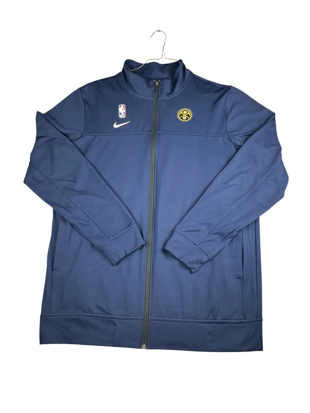 Nike NBA Denver Nuggets Player Issued Full Zip Warmup Jacket Navy Blue Men's L